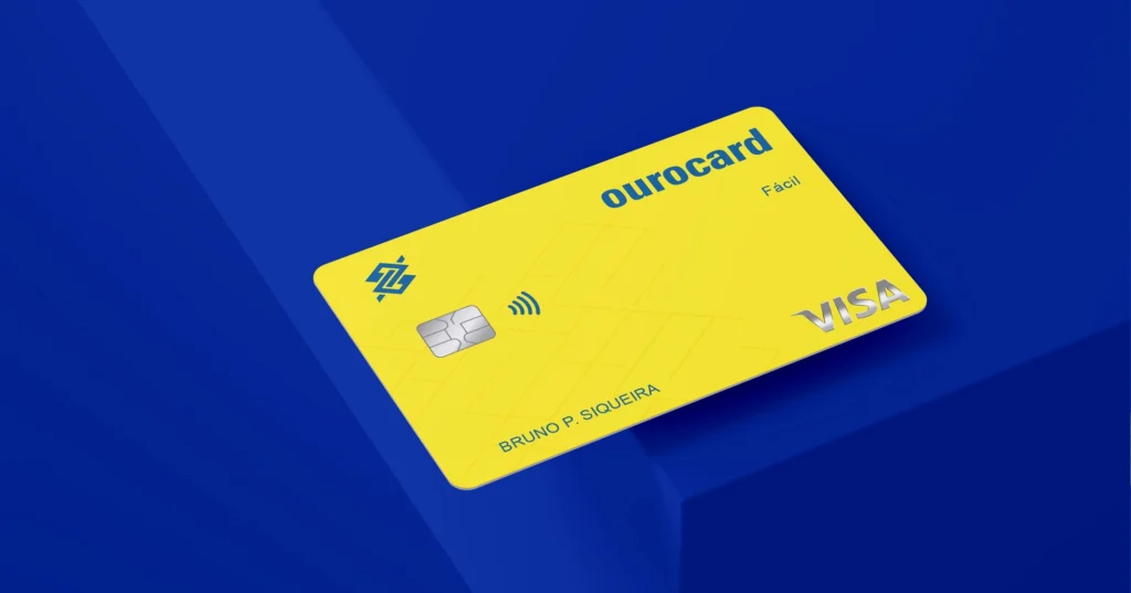 Imagem do cartão Ourocard em fundo azul.